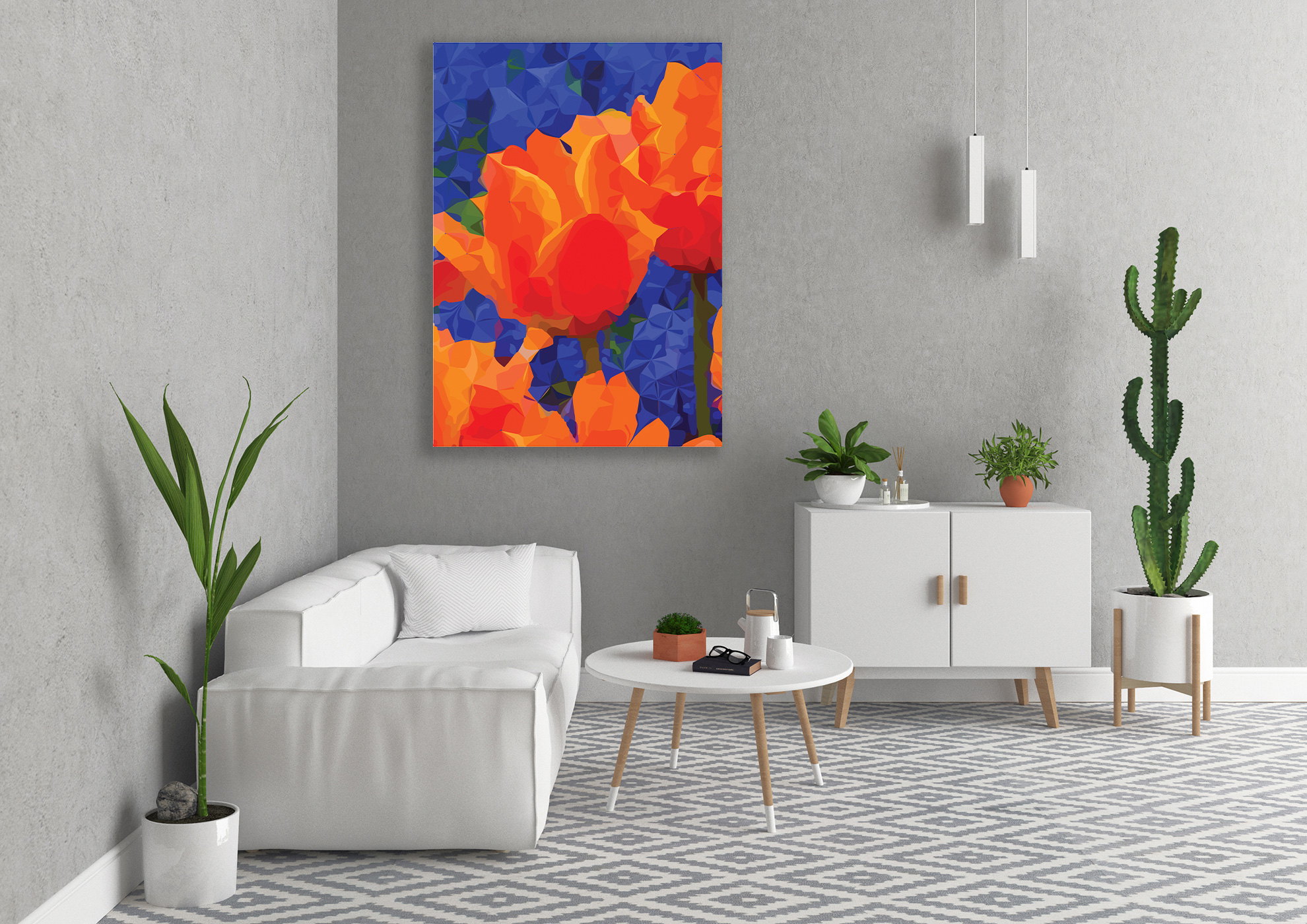 Orange and Blue 1 - Buy Canvas Wall Art Painting Online Dubai, UAE - e ...